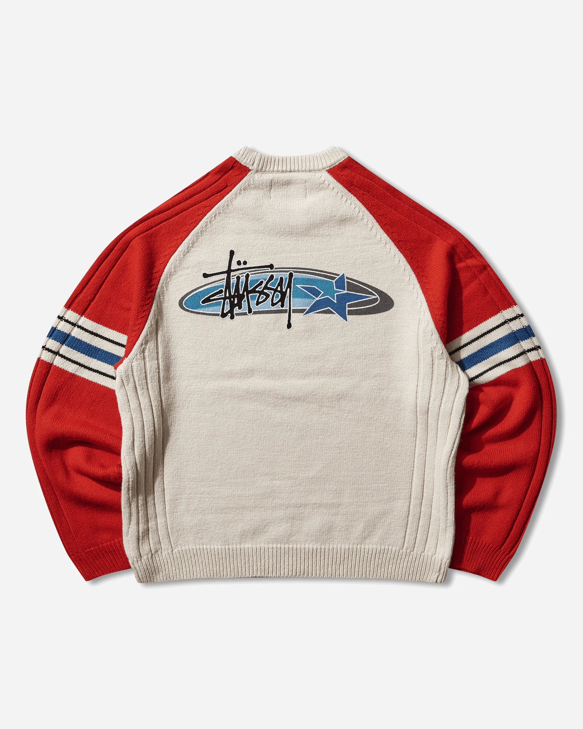 Stripe Raglan Crewneck Sweater Red - Image 2