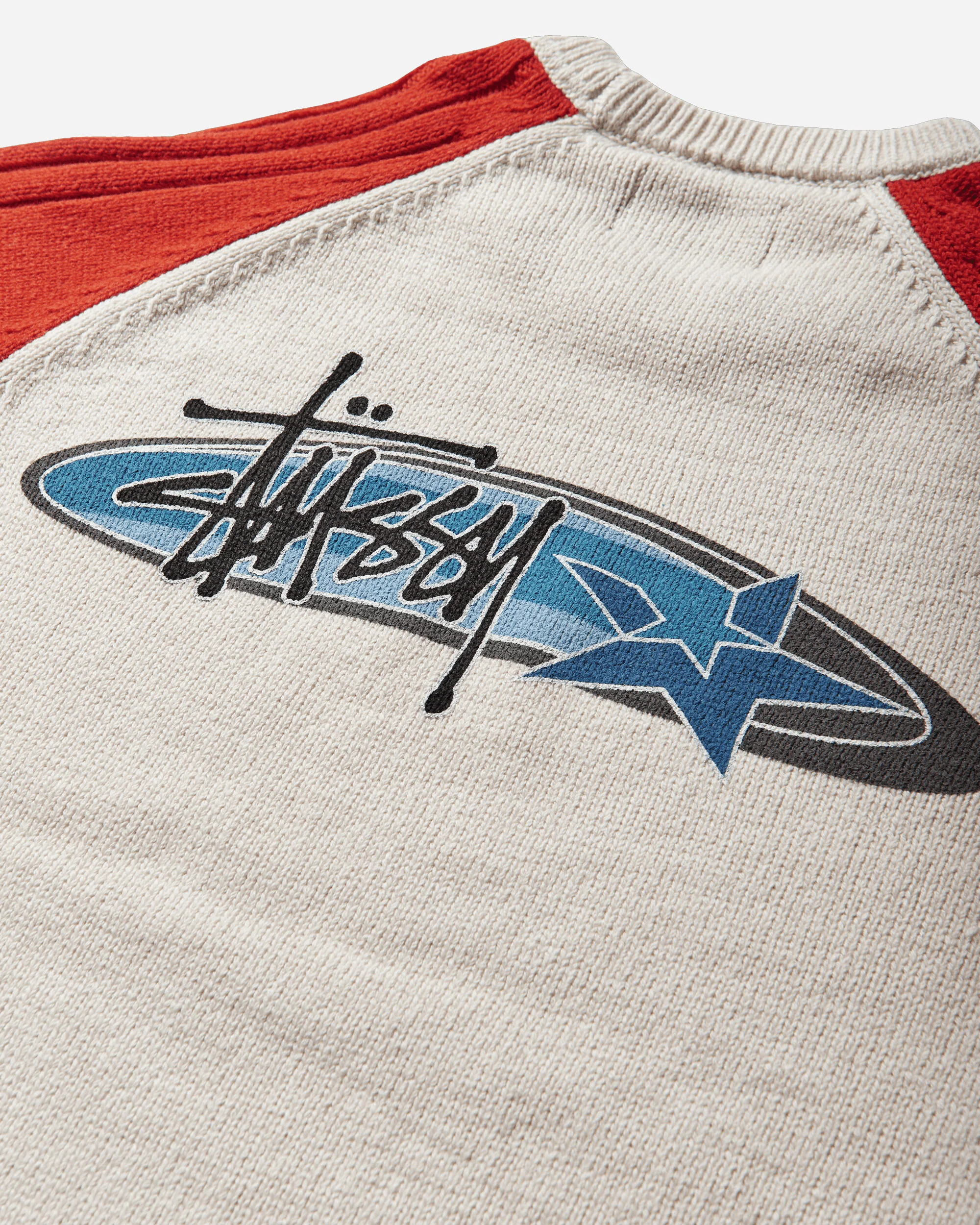 Stripe Raglan Crewneck Sweater Red - Image 3