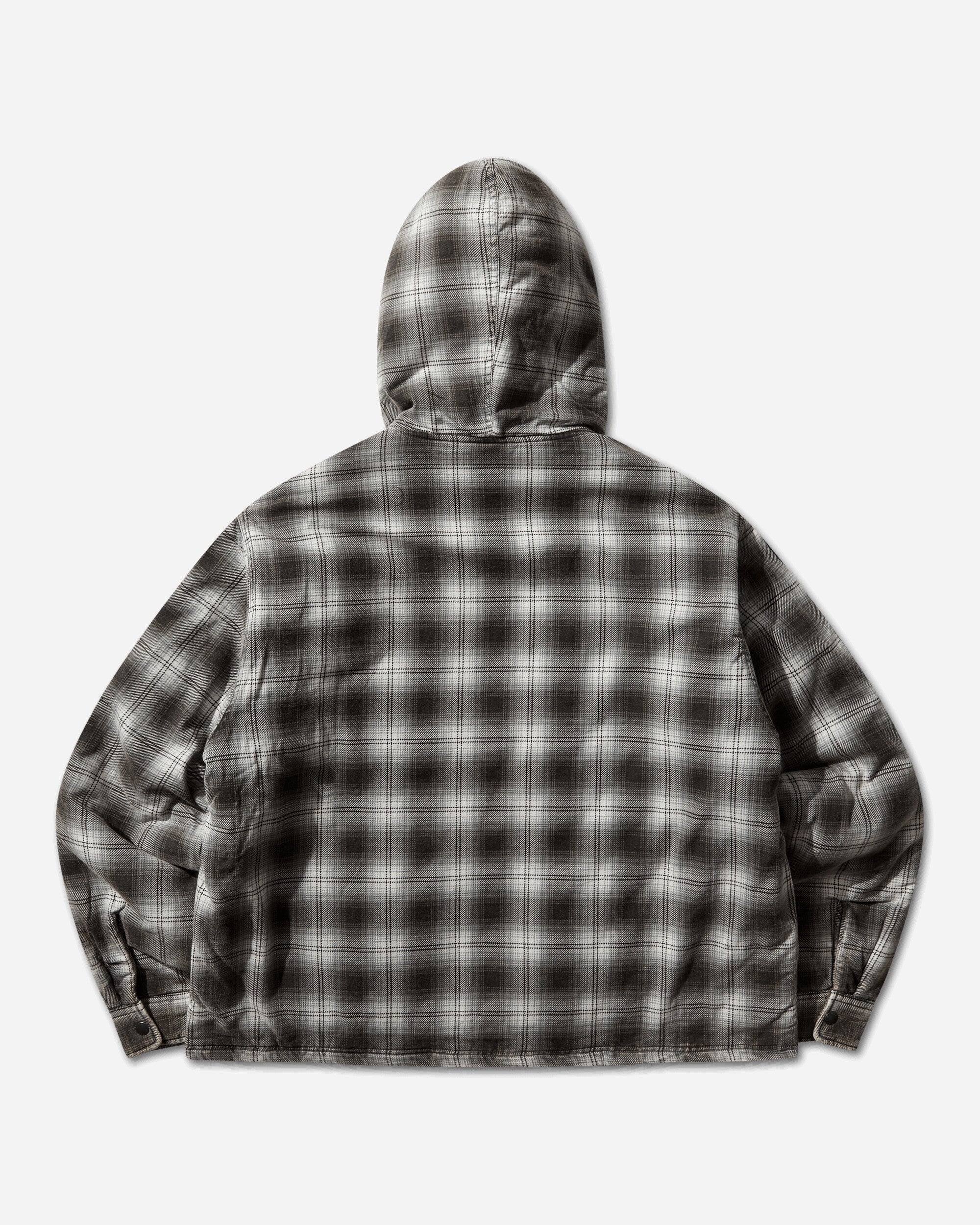 Zip Hooded Plaid Shirt Charcoal - Image 2