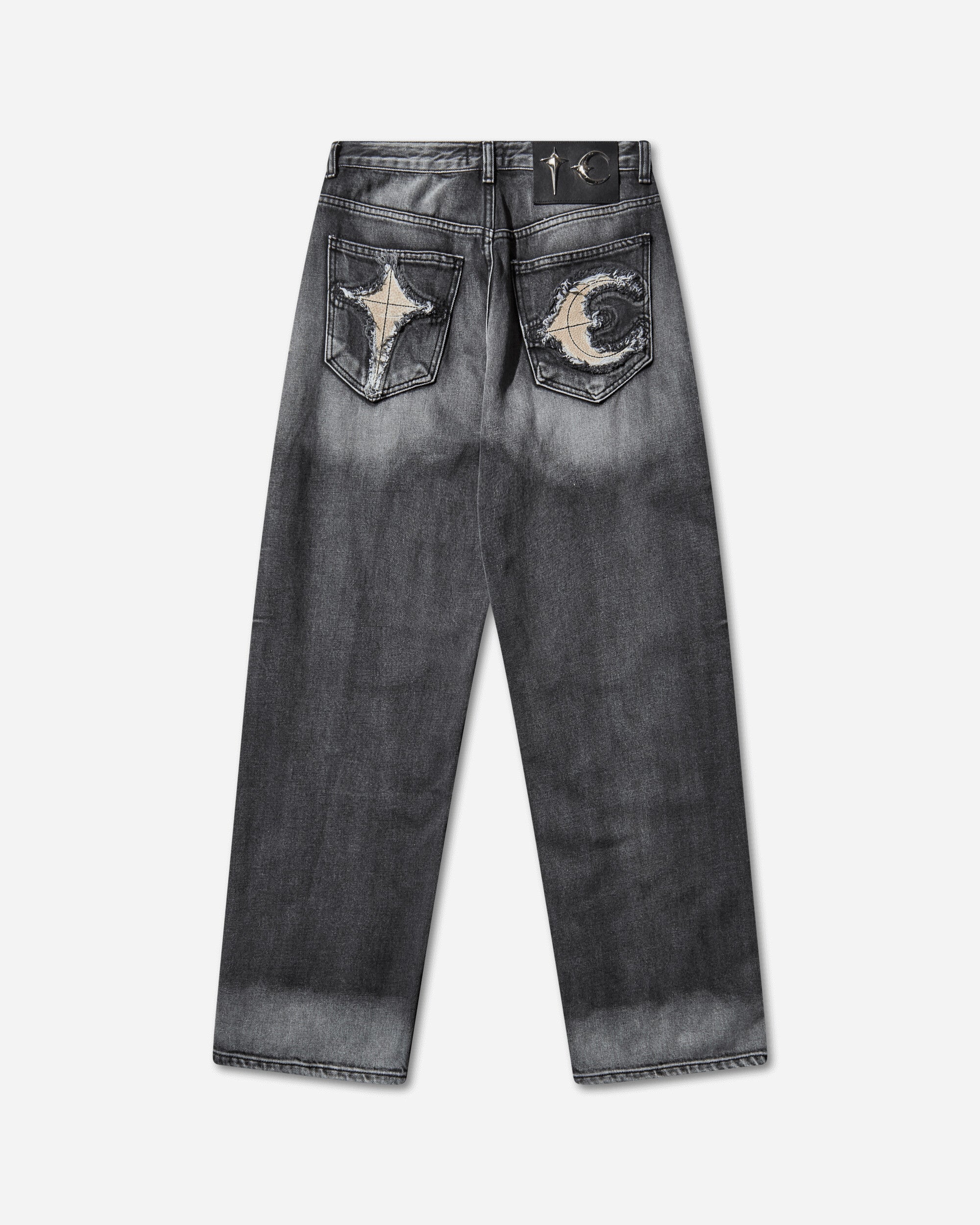 Men's TC Bone Leather Denim Pants Black - Image 2