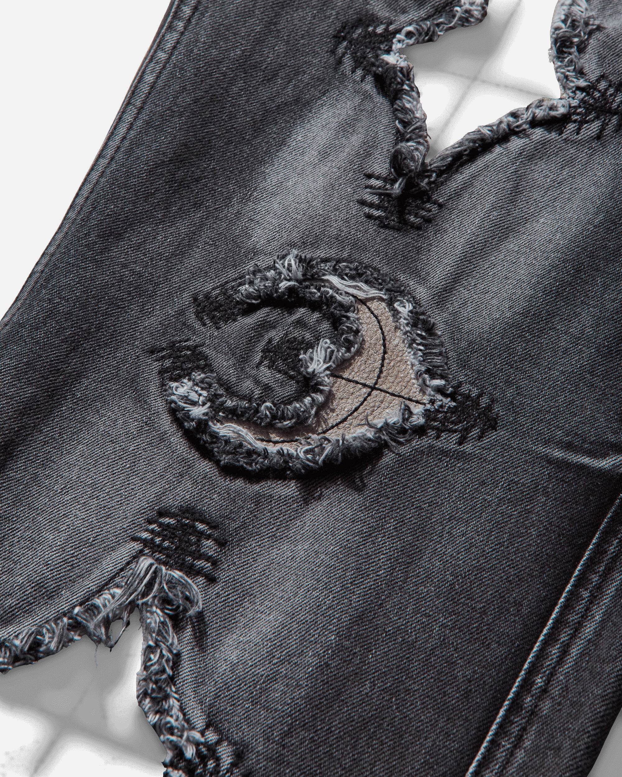 Men's TC Bone Leather Denim Pants Black - Image 4