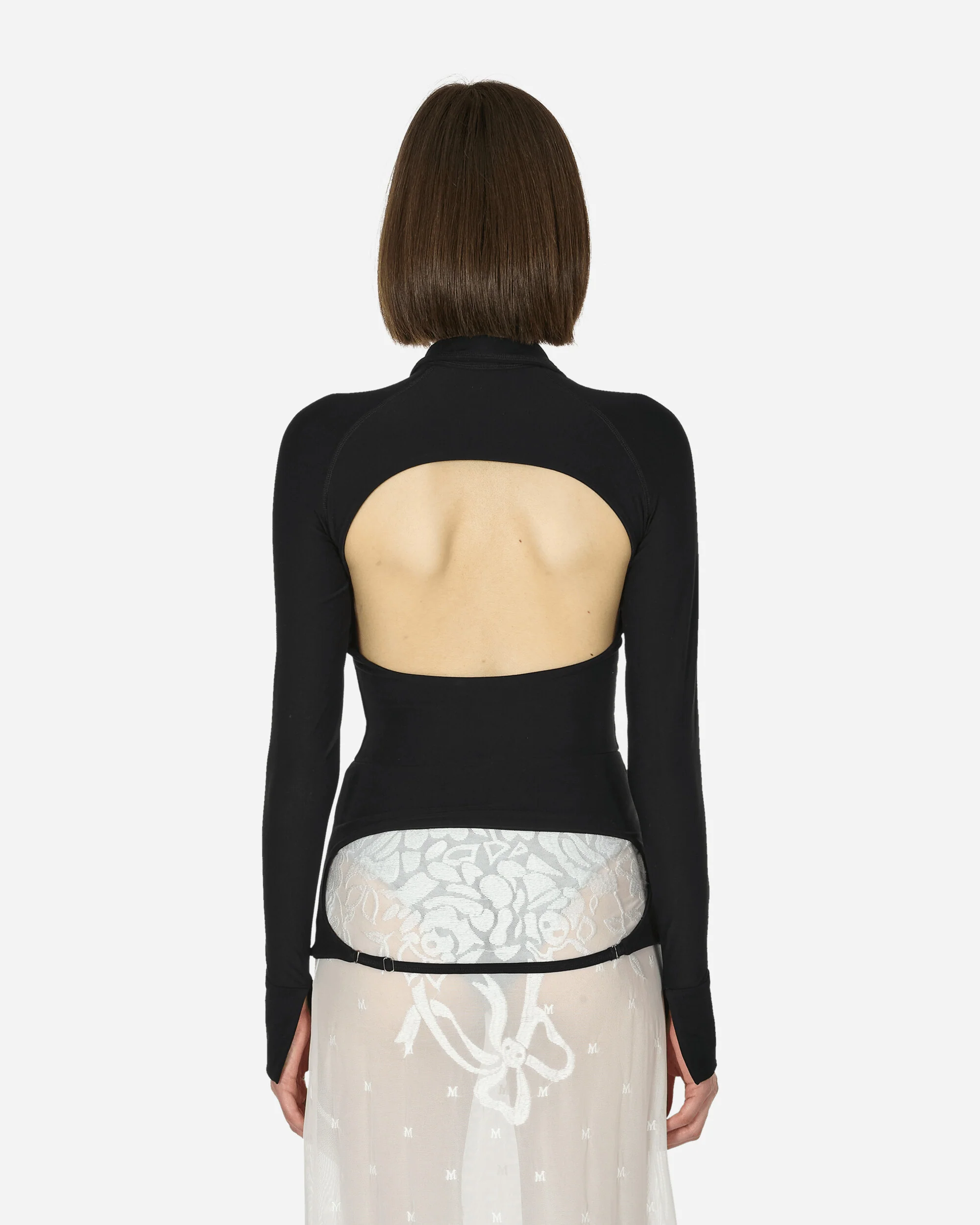 Backless Jersey Shirt Black - Image 3