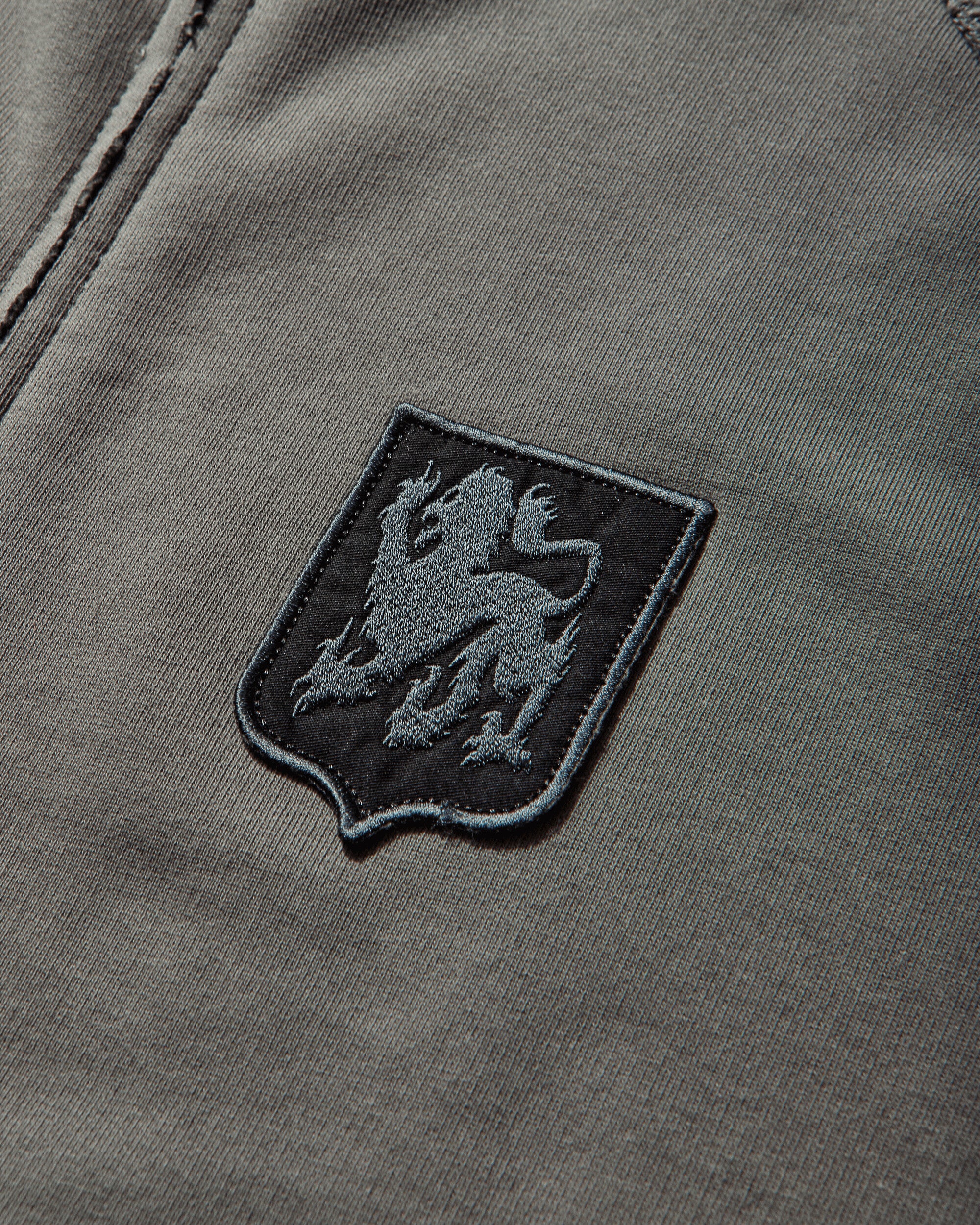 Royal Arms Zip Masked Hoodie Smock Grey - Image 3