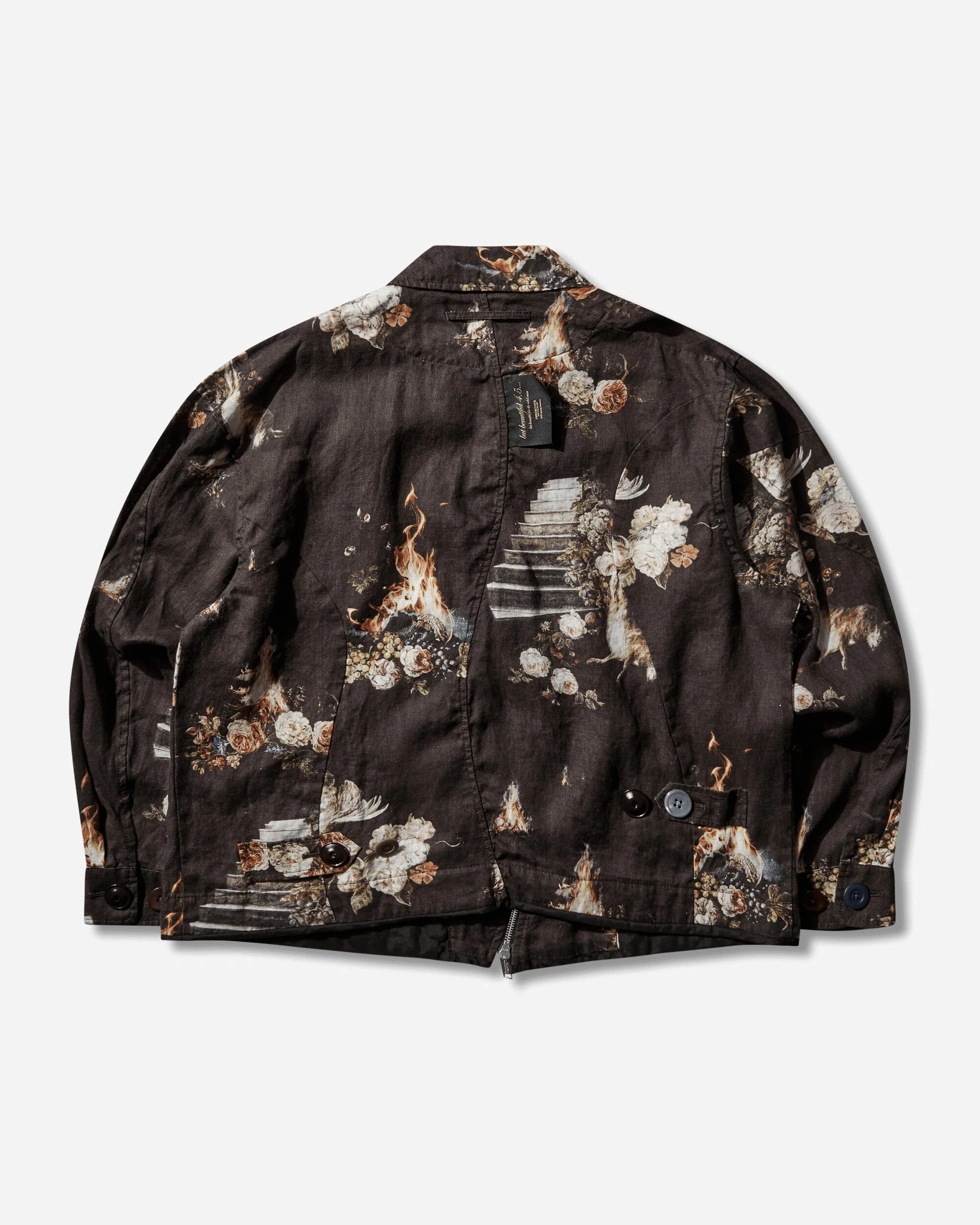 Men's Emma Bennett All-Over Print Linen Jacket Black - Image 2