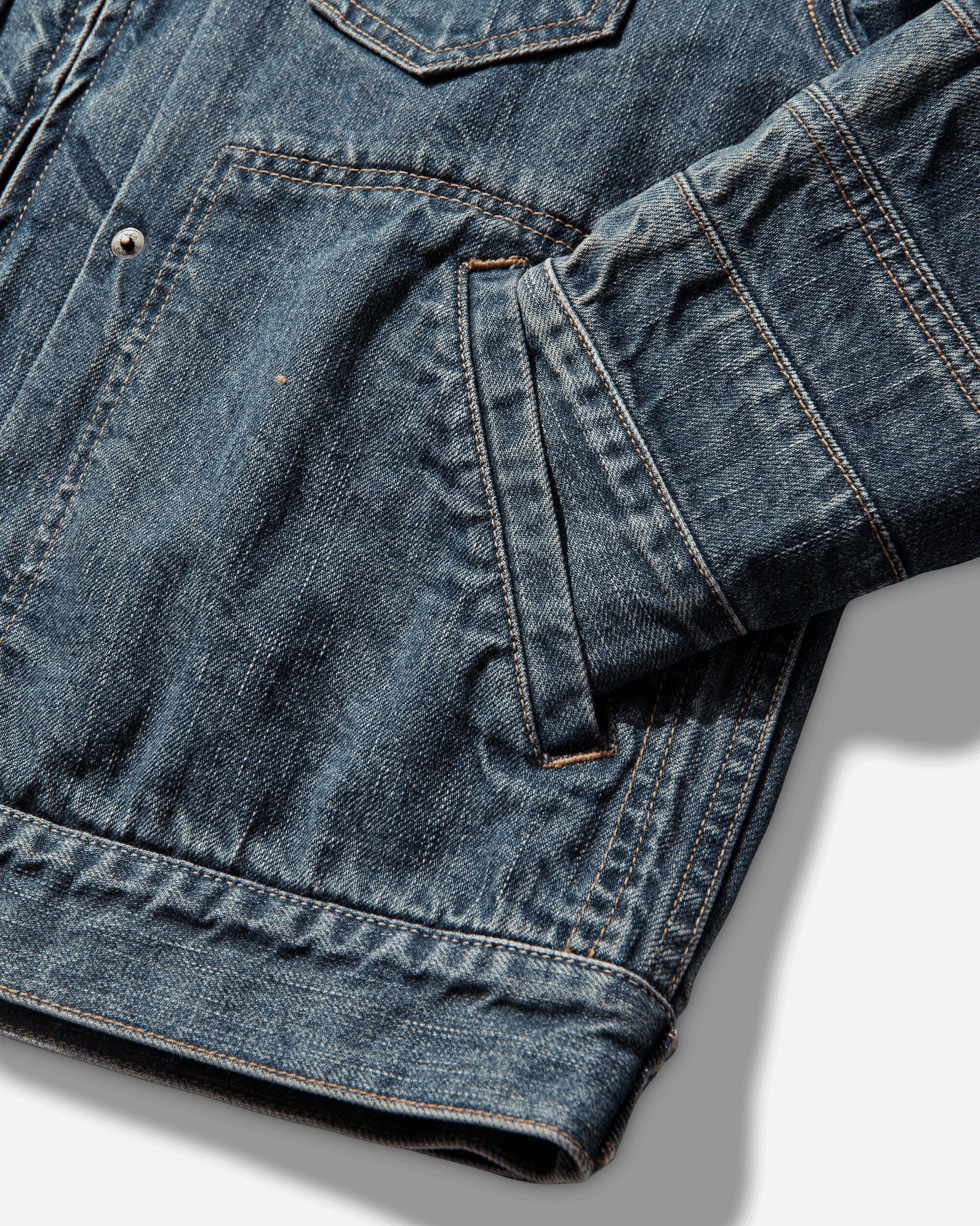 Women's Distressed Denim Zip Jacket Indigo - Image 3