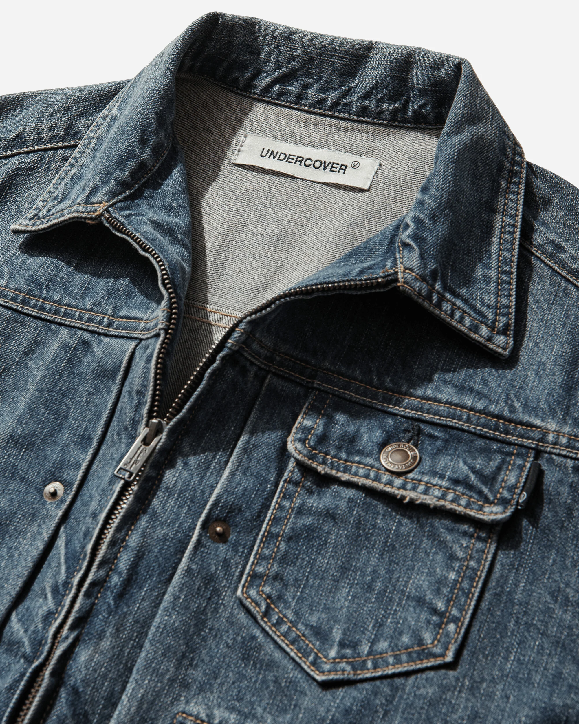 Women's Distressed Denim Zip Jacket Indigo - Image 4