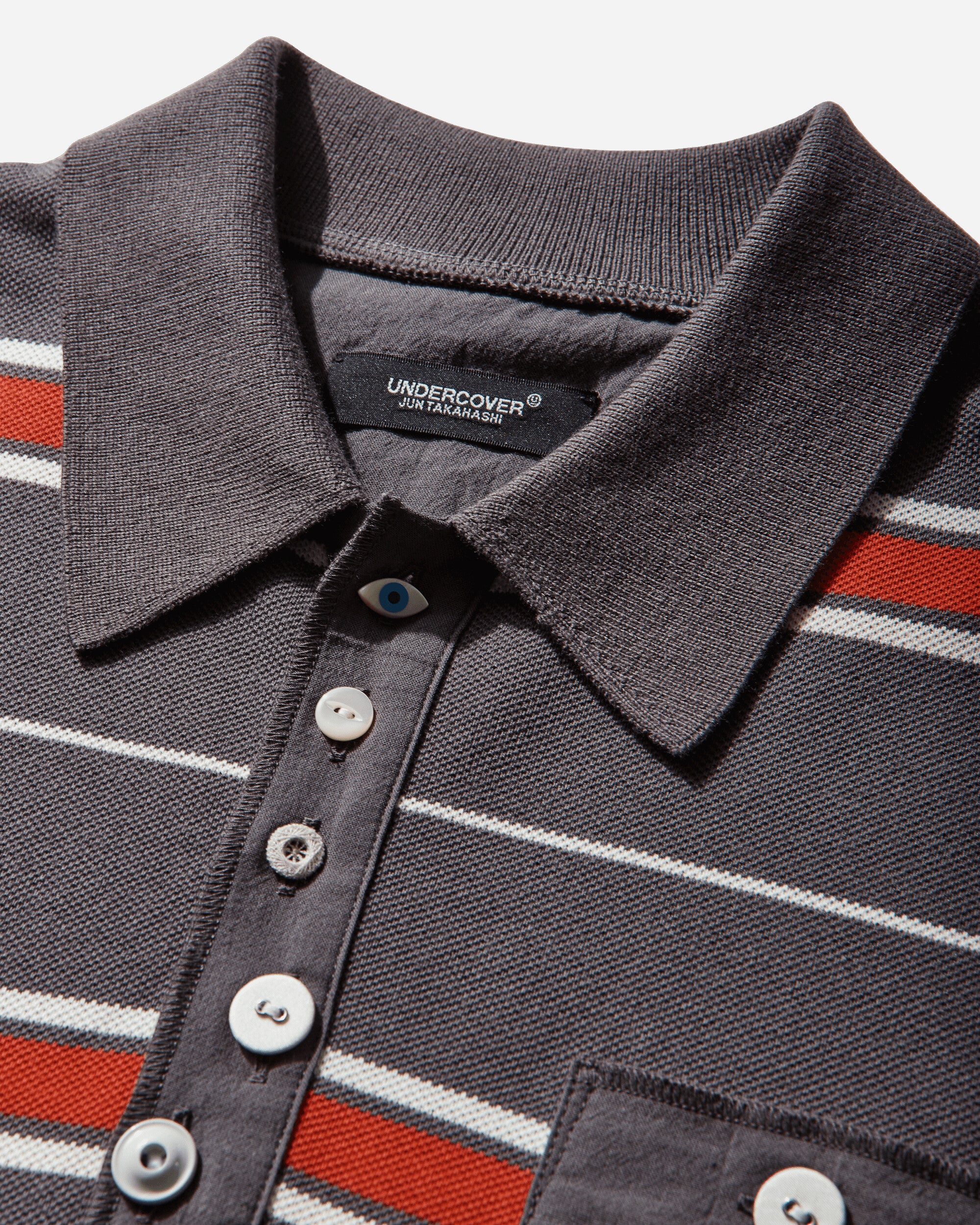 Men's Striped Polo Shirt Grey Border - Image 4