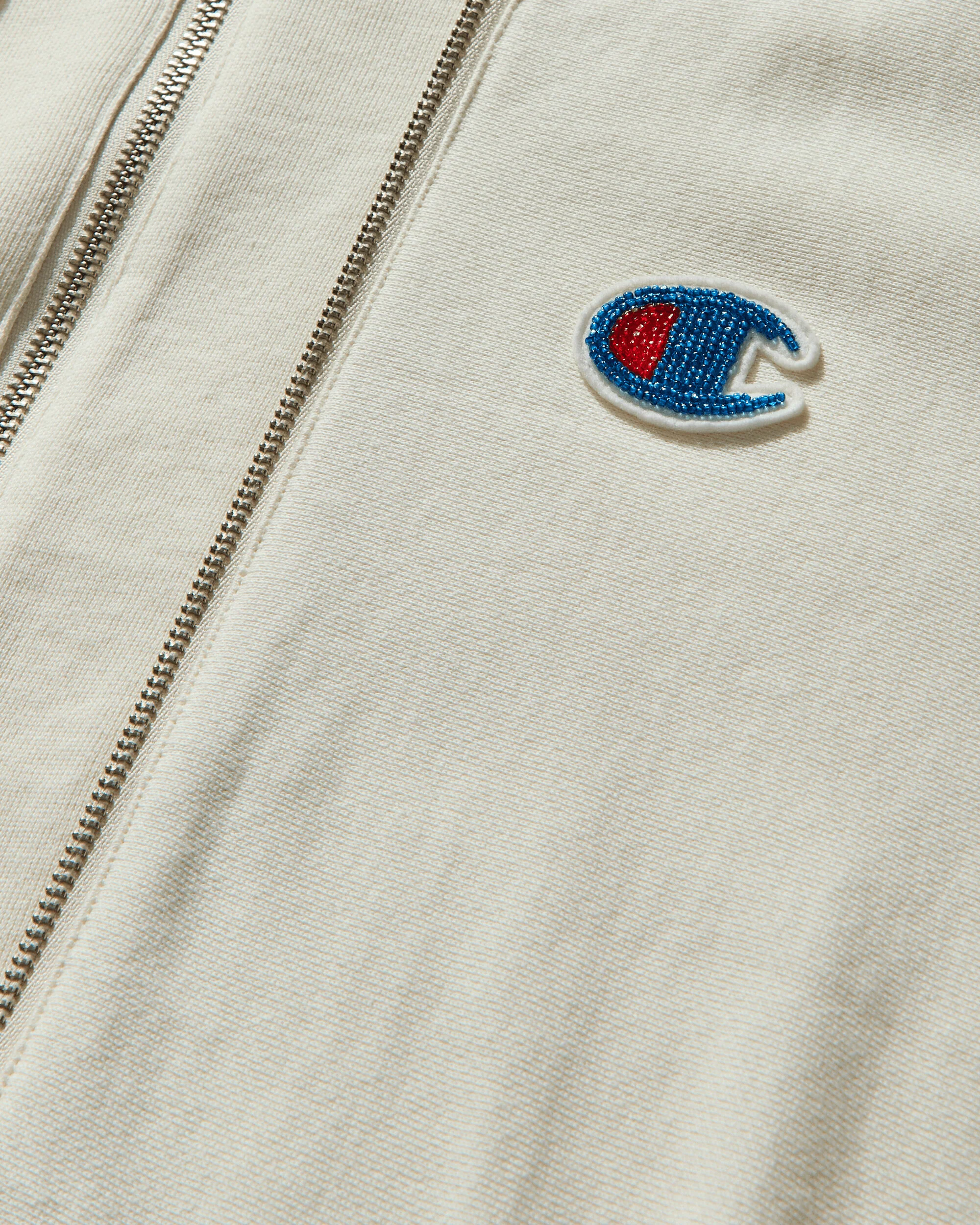 Men's Champion Reverse Weave Double Zip Hoodie Ivory - Image 3