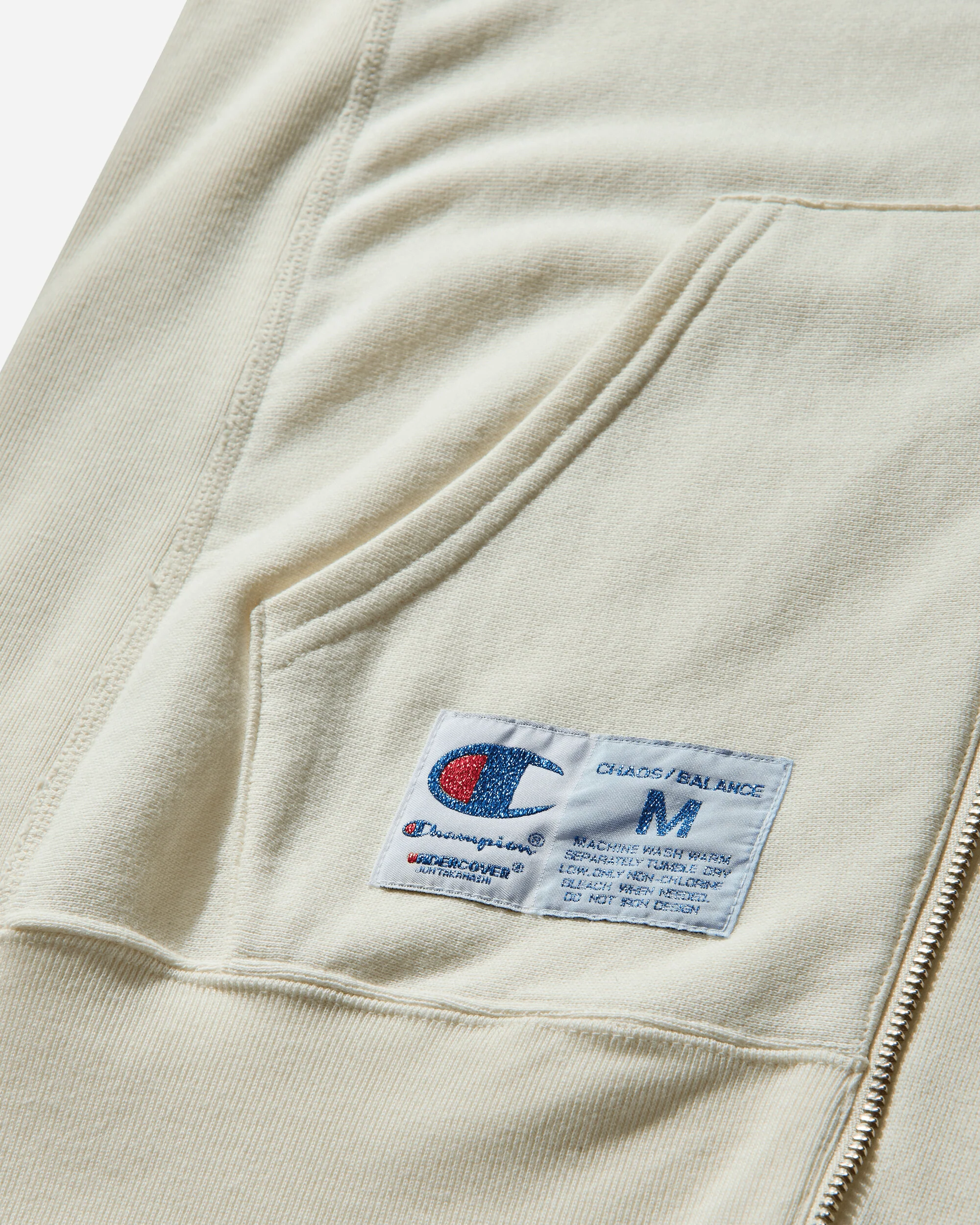 Men's Champion Reverse Weave Double Zip Hoodie Ivory - Image 4
