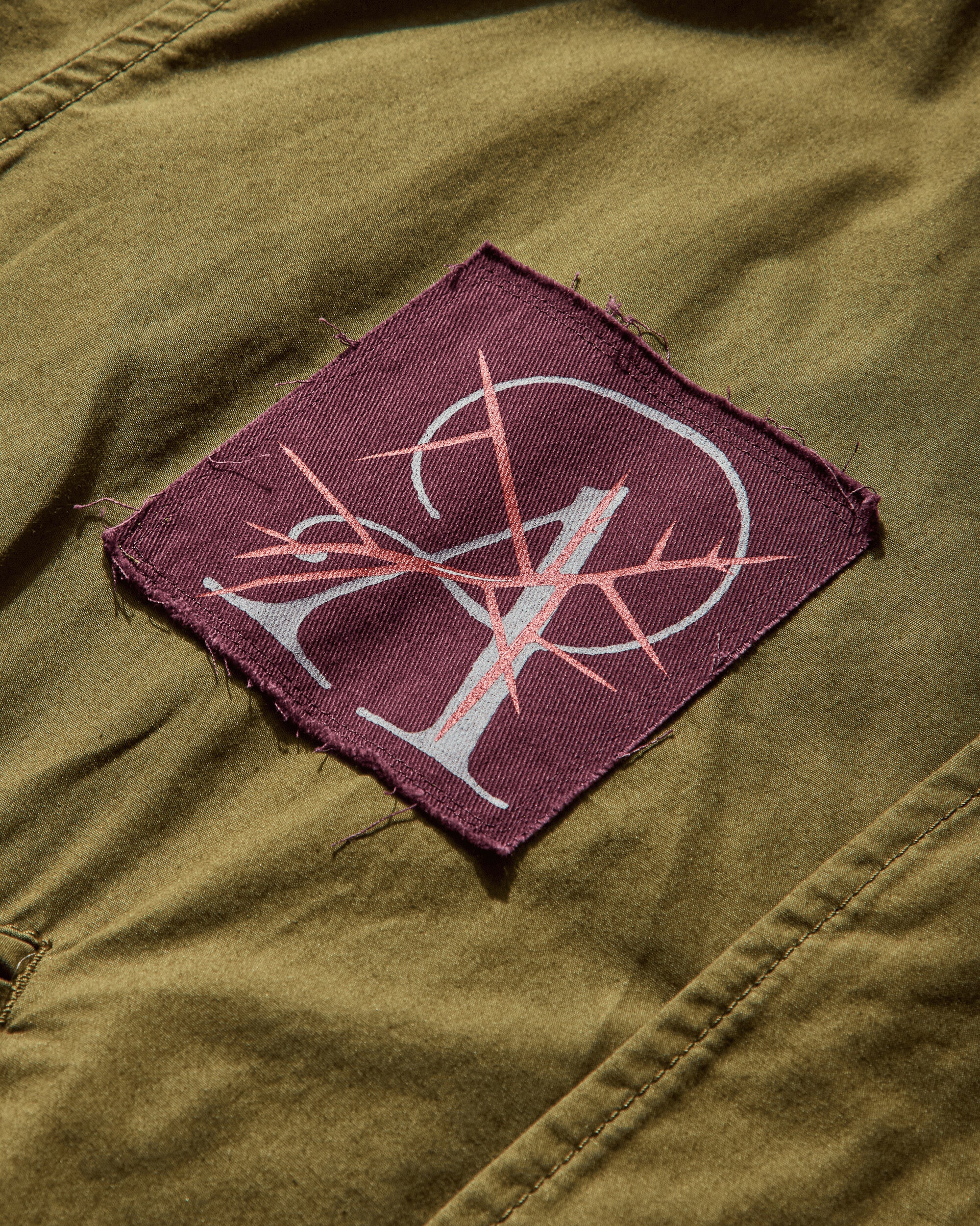 Men's Patches Parka Jacket Khaki Green - Image 3