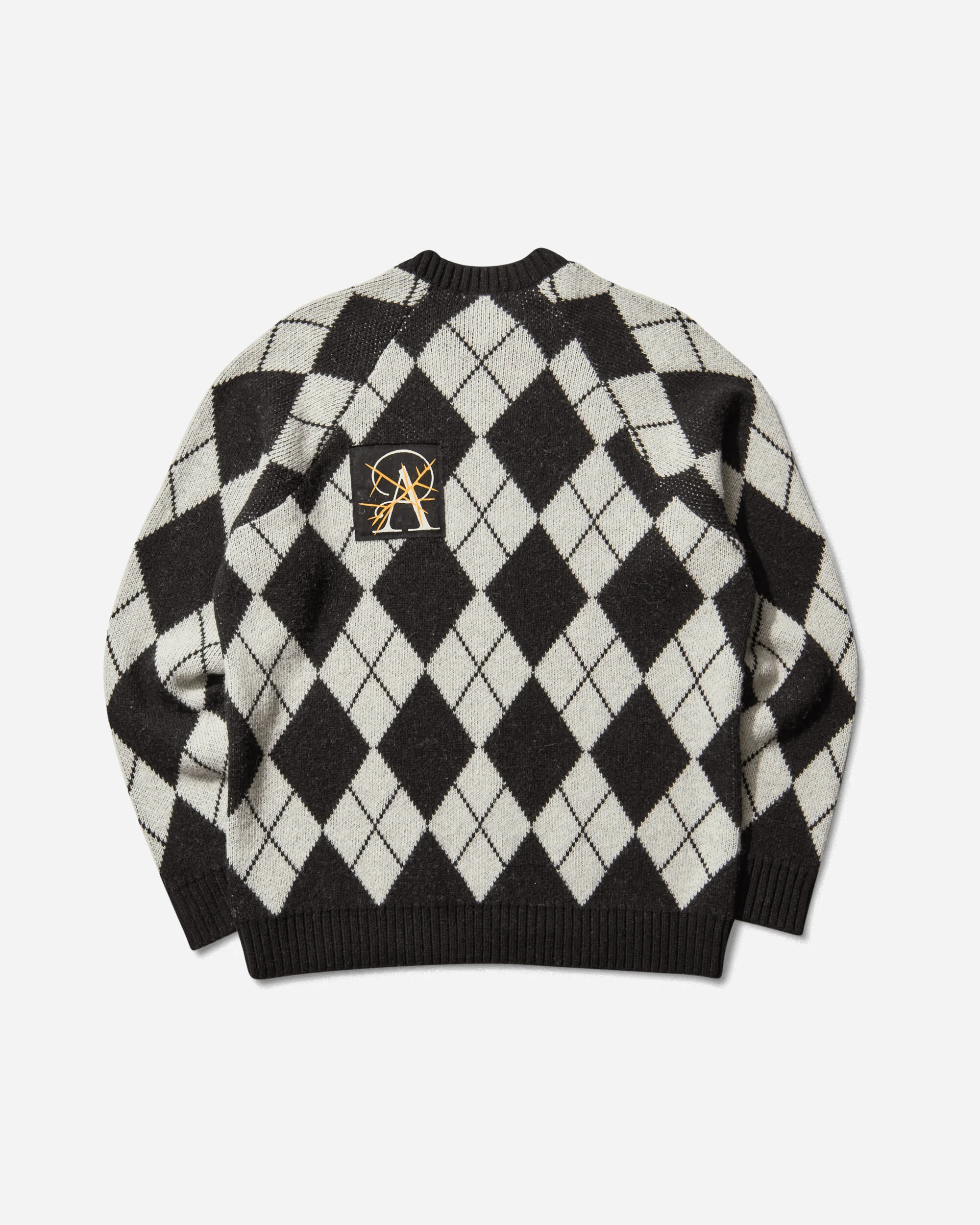 Men's Patches Argyle Sweater Black - Image 2