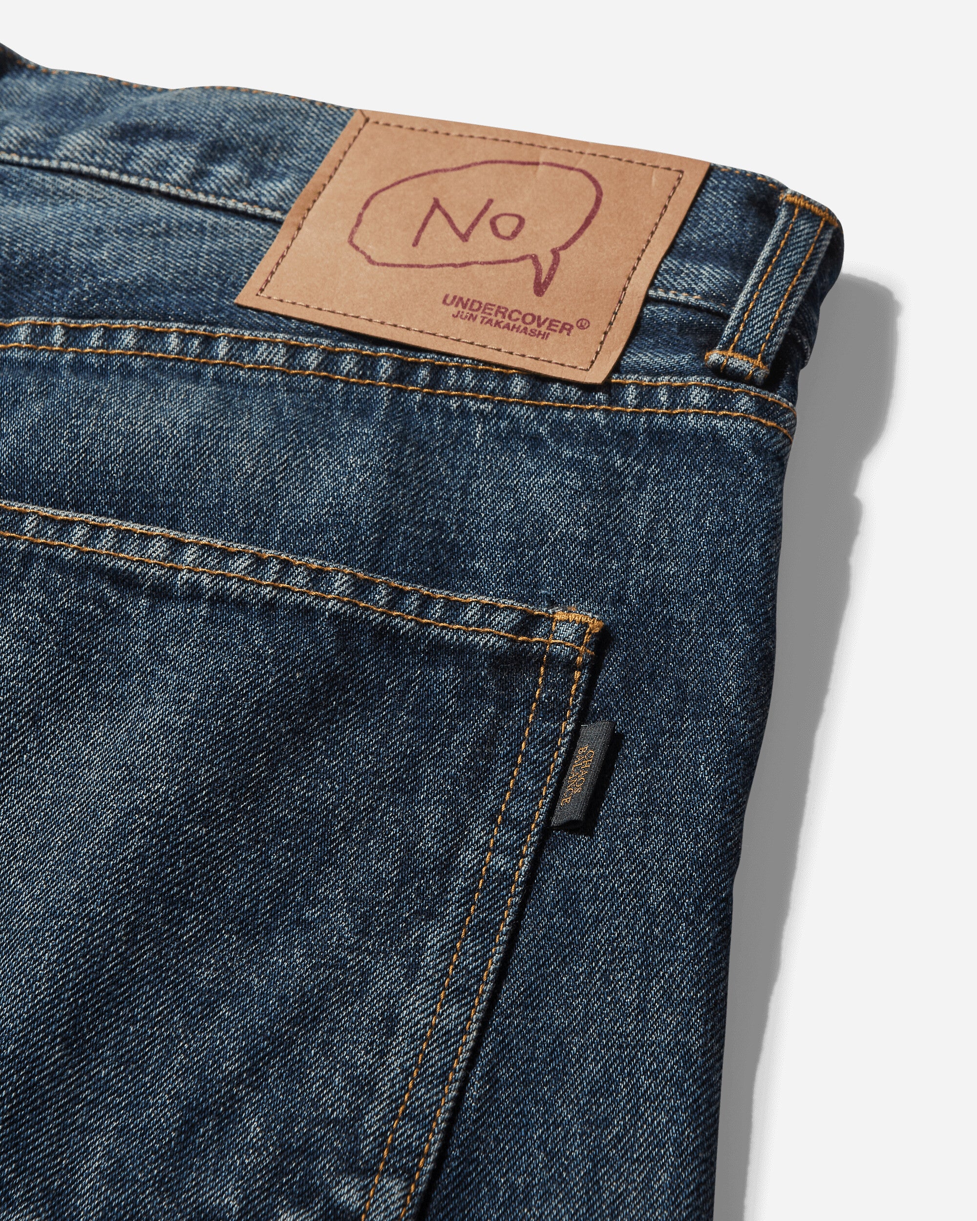 Men's Cross Embroidery Distressed Denim Pants Light Blue Indigo - Image 4