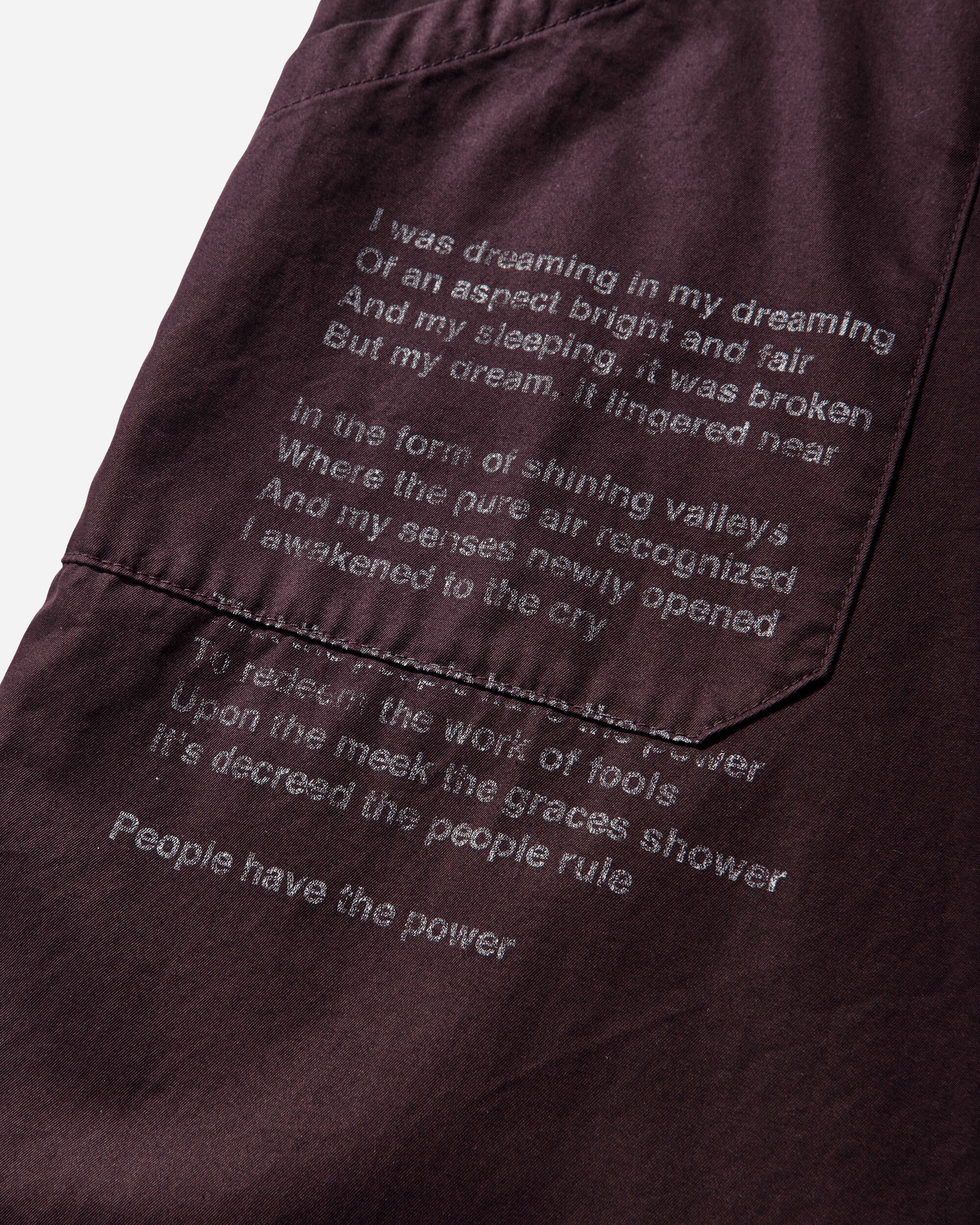 Men's People Have the Power Cotton Gabardine Pants Bordeaux - Image 3