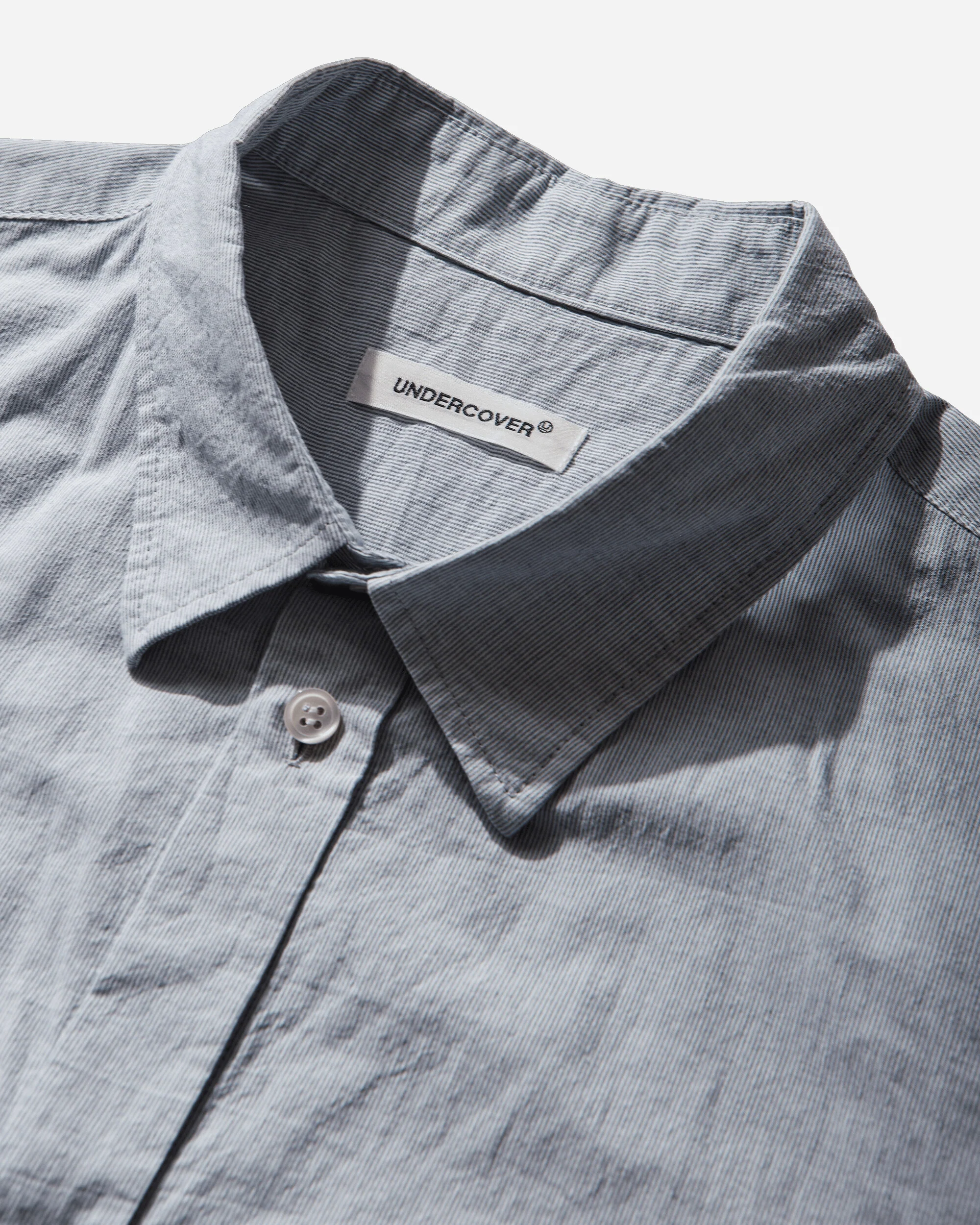 Men's Paneled Cotton Shirt Navy Stripe - Image 4