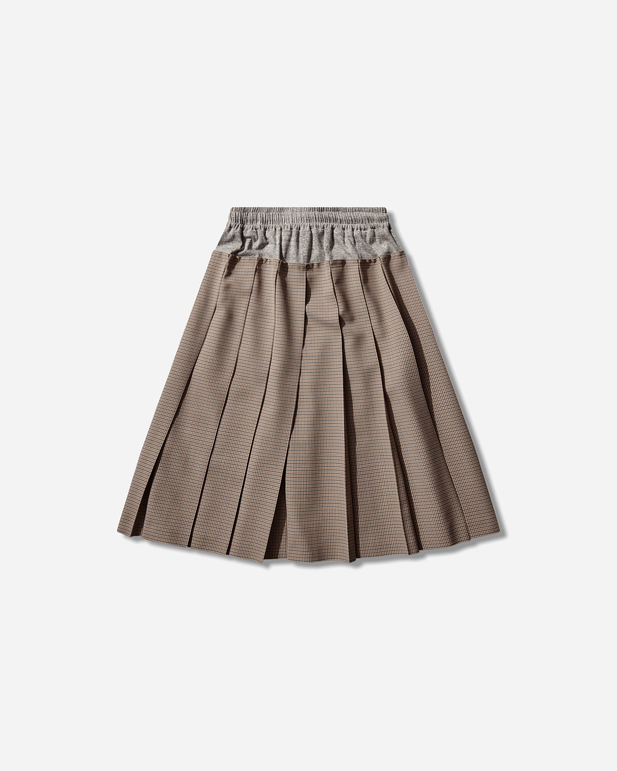 Women's Wool Pleated Skirt Brown Check - Image 2