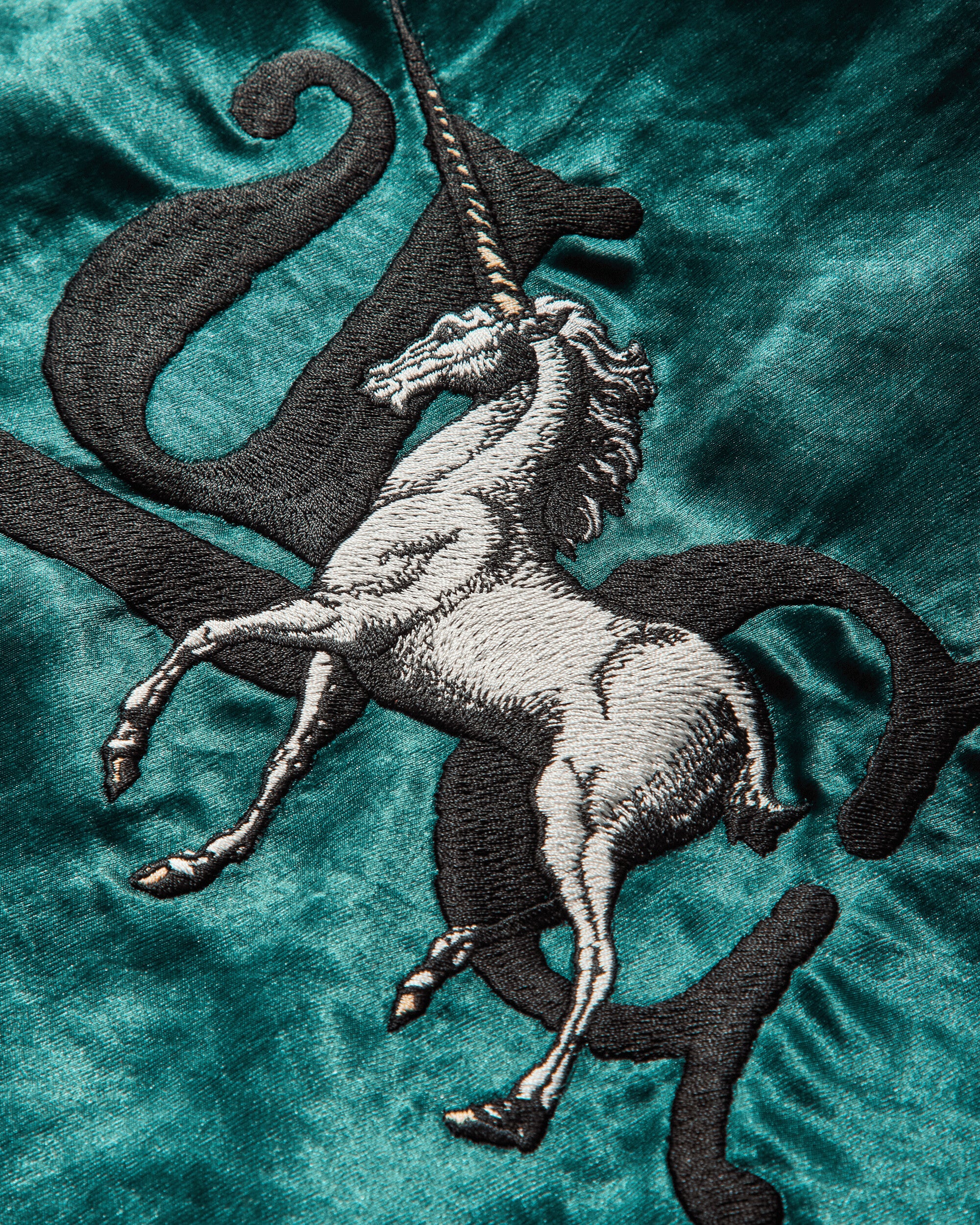Women's Embroidered Bomber Jacket Green - Image 3