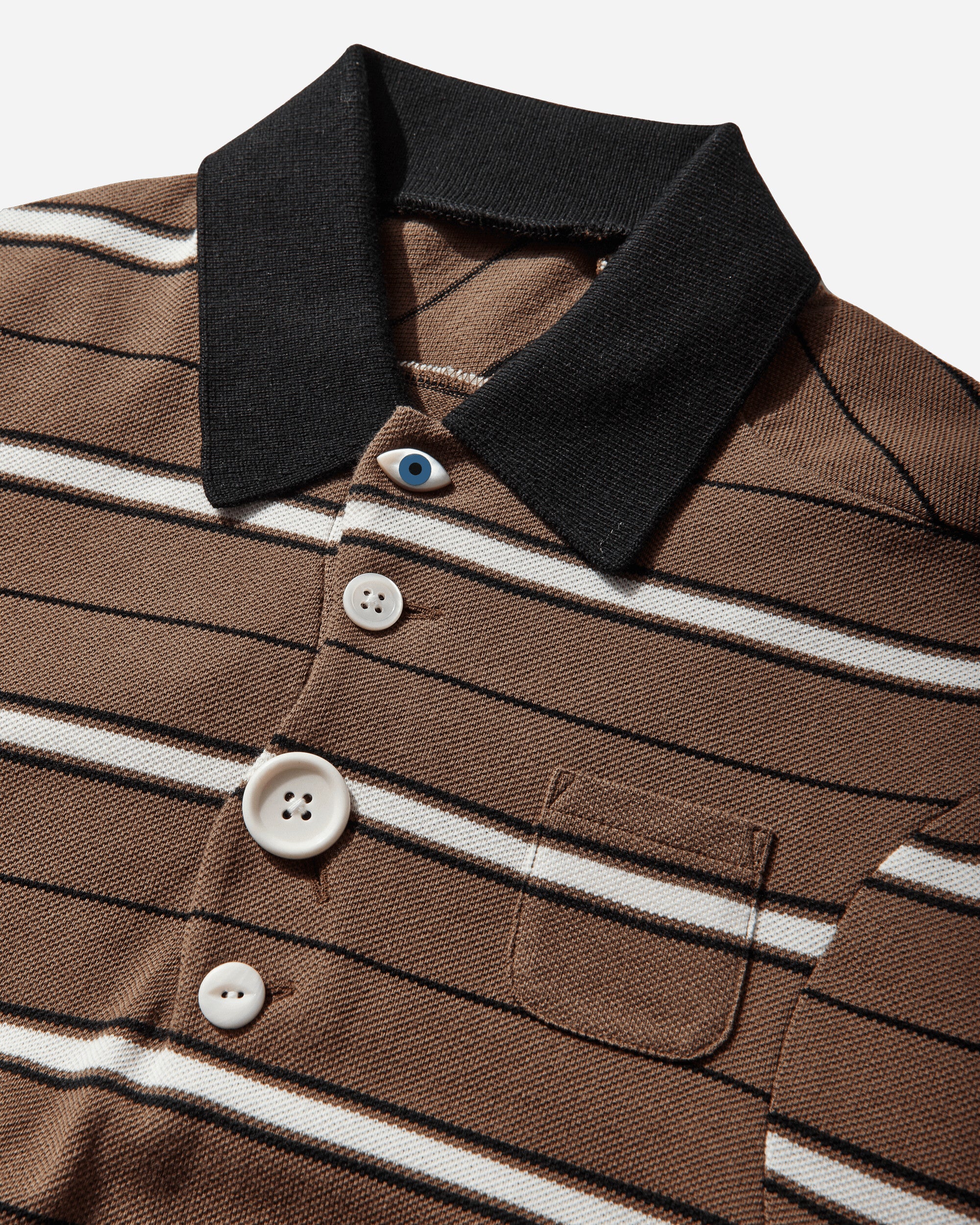 Women's Striped Polo Shirt Brown - Image 4