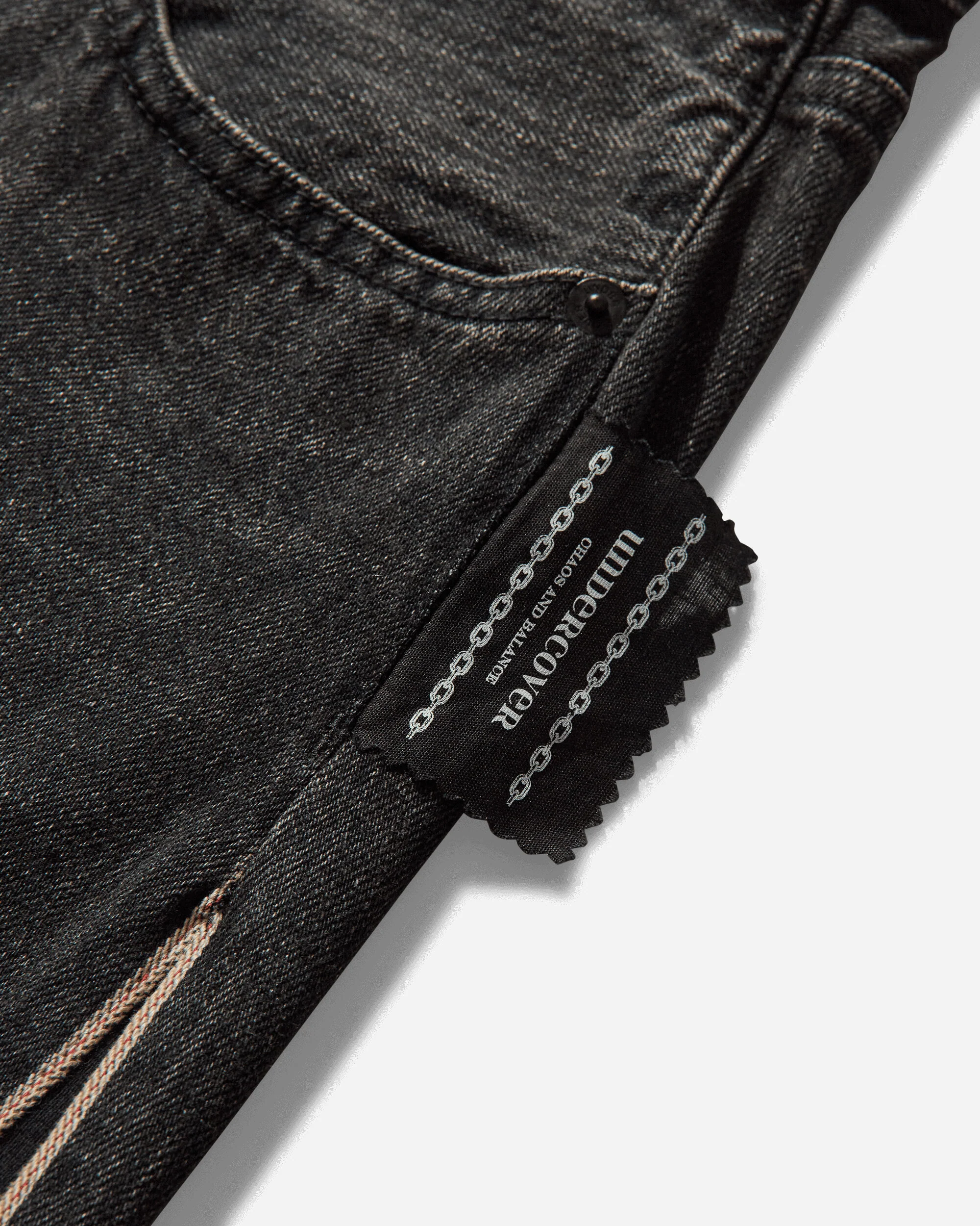 Women's Cotton Fleece Selvedge Denim Pants Black - Image 4