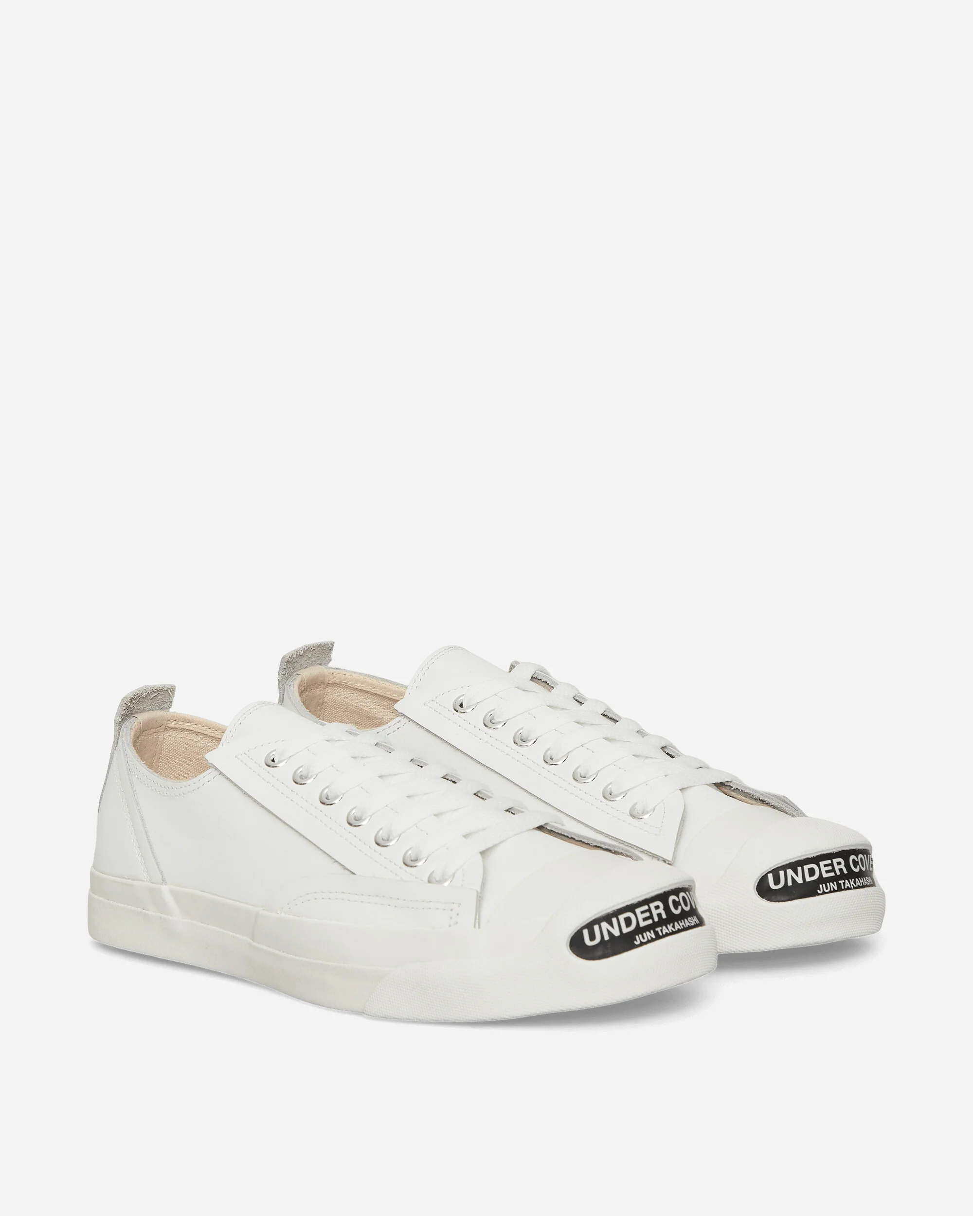 Men's Toe Logo Leather Sneakers White - Image 2