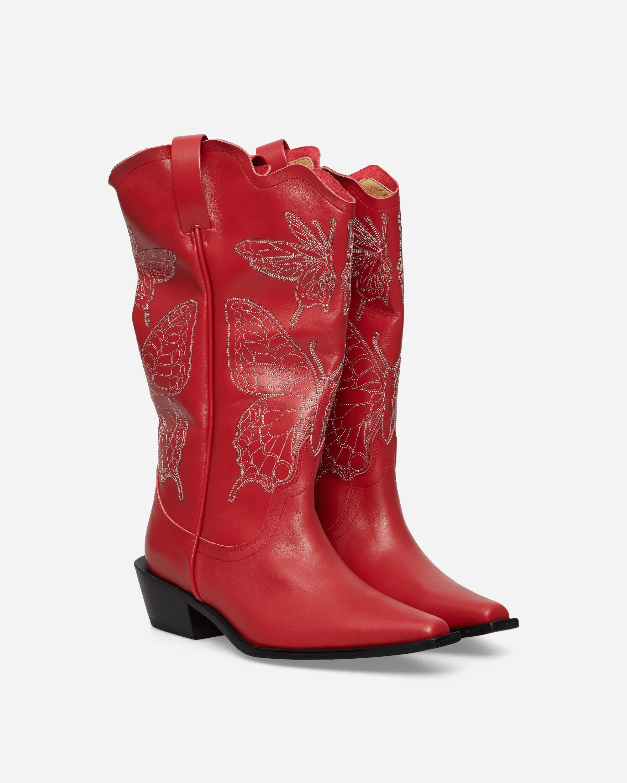 Women's Leather Western Boots Red - Image 2