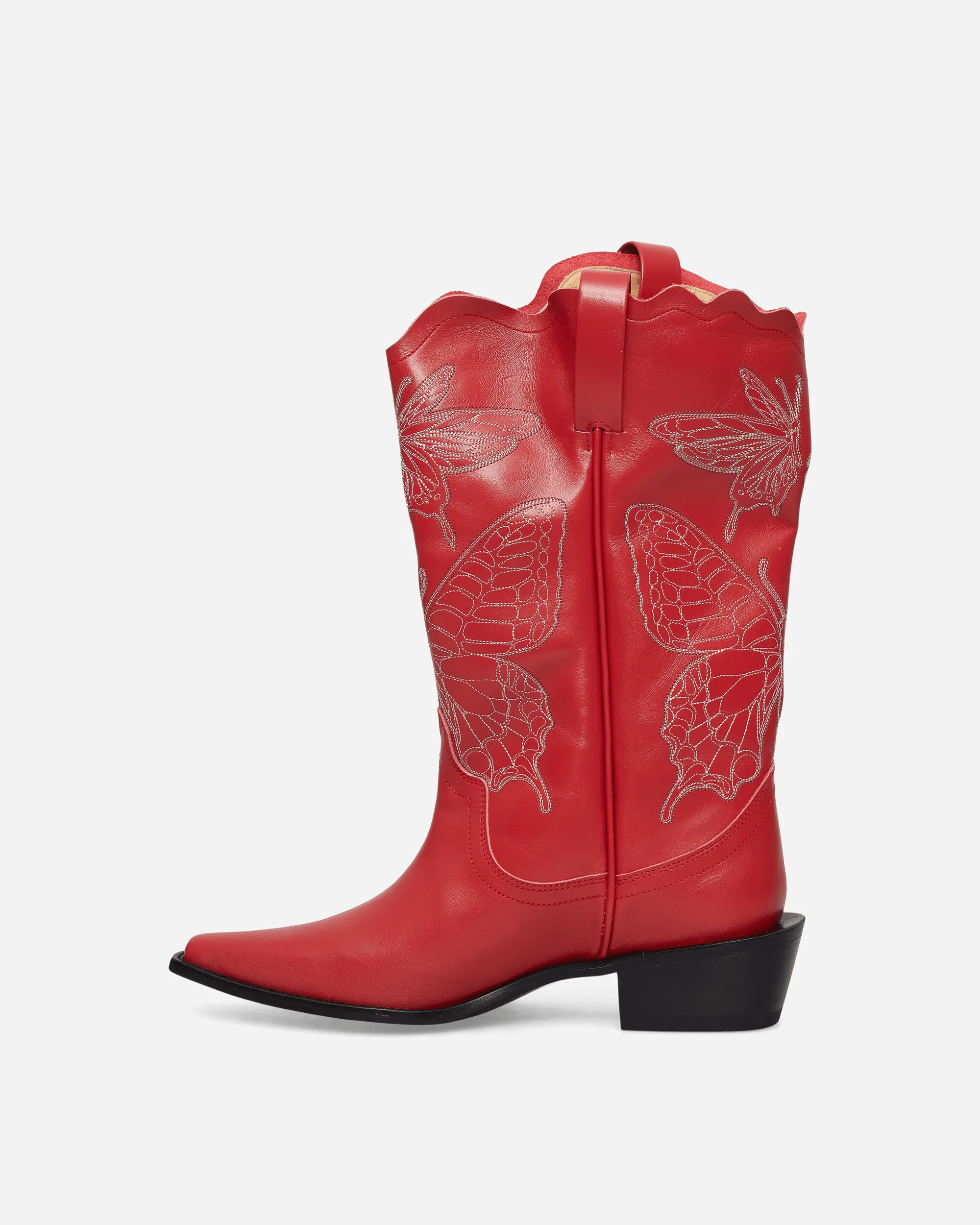 Women's Leather Western Boots Red - Image 3