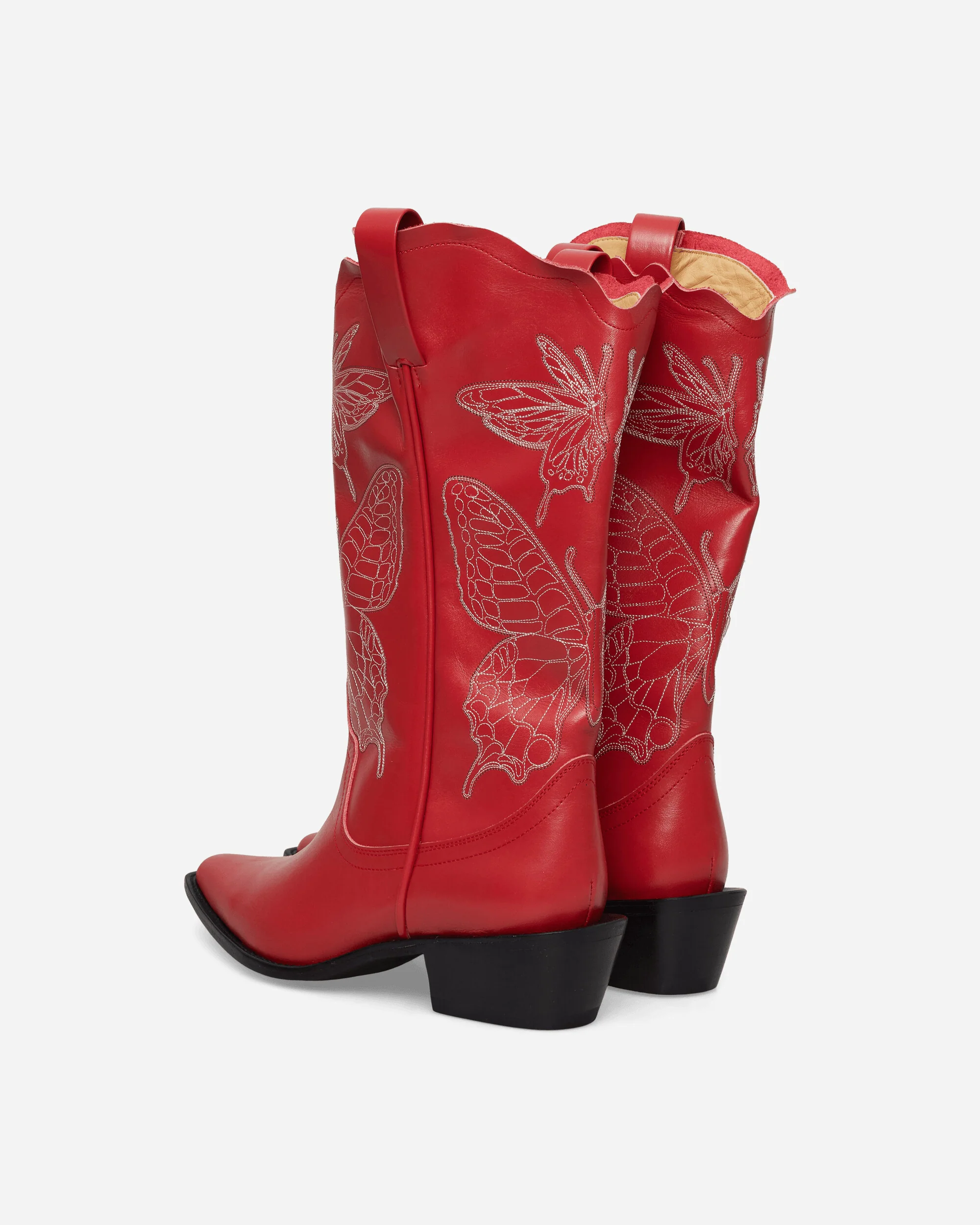 Women's Leather Western Boots Red - Image 4