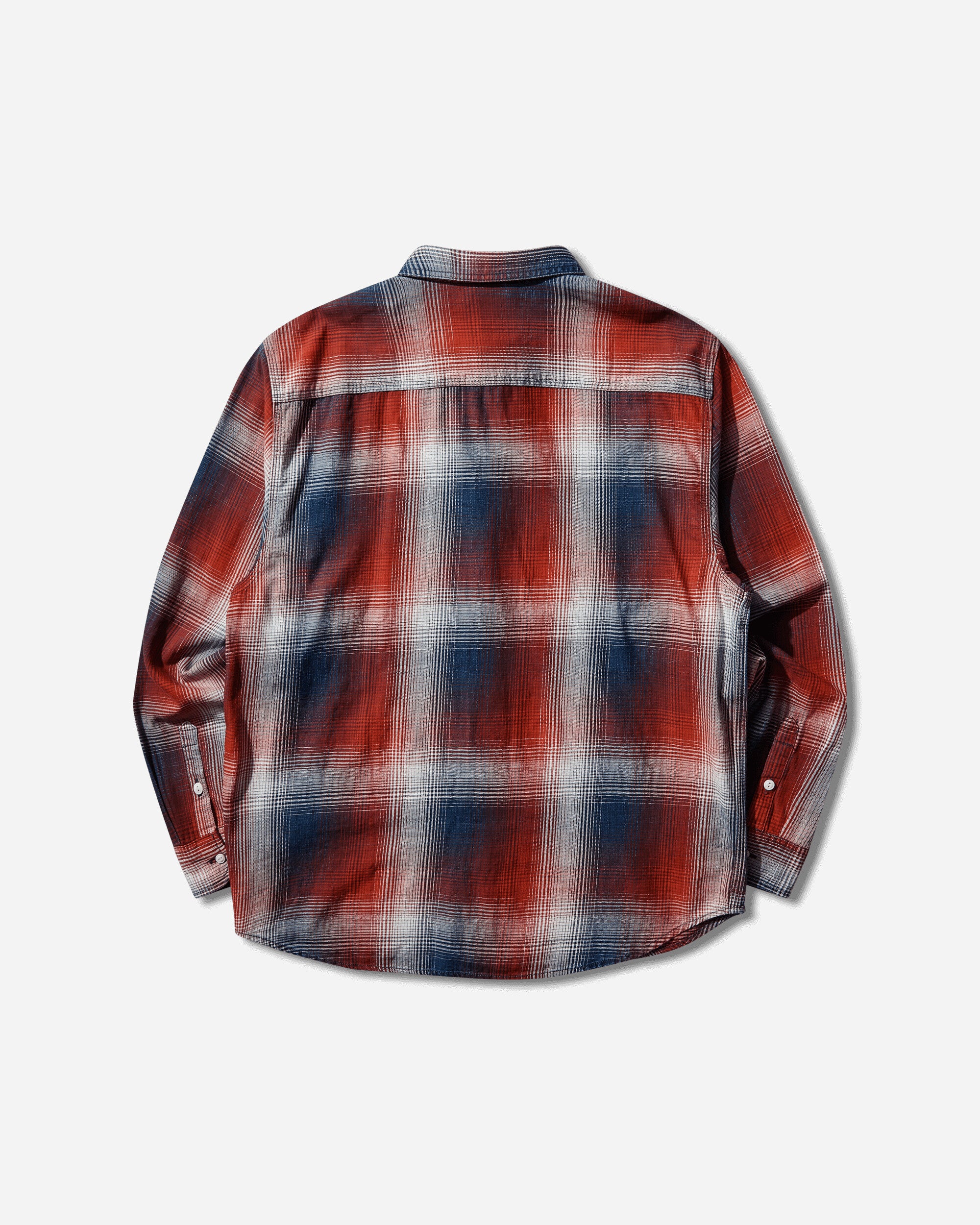 Men's Indigo Plaid Longsleeve Shirt Racing Red - Image 2