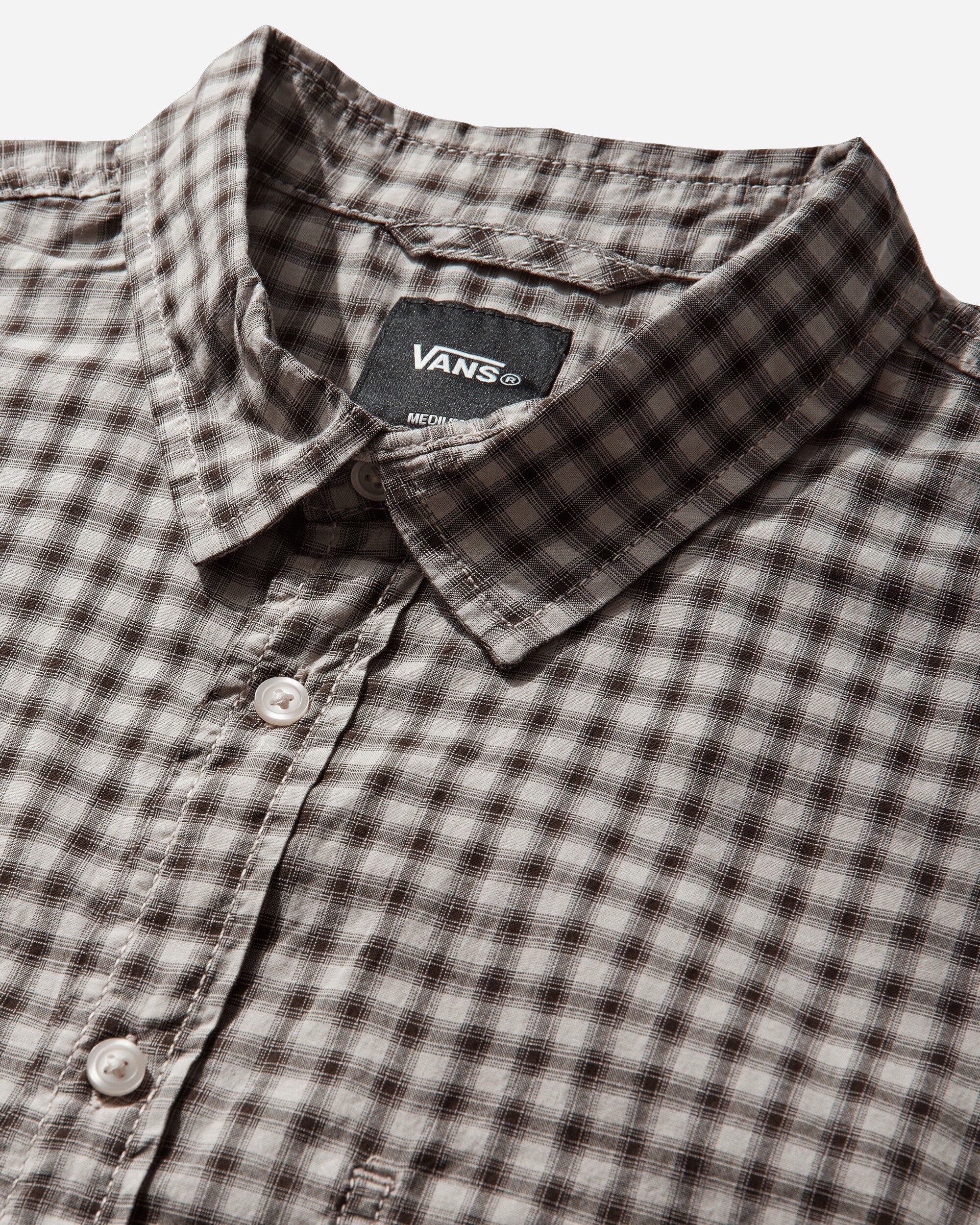 Men's Larkspur Mini Plaid Shirt Oatmeal / Demitasse - Image 3