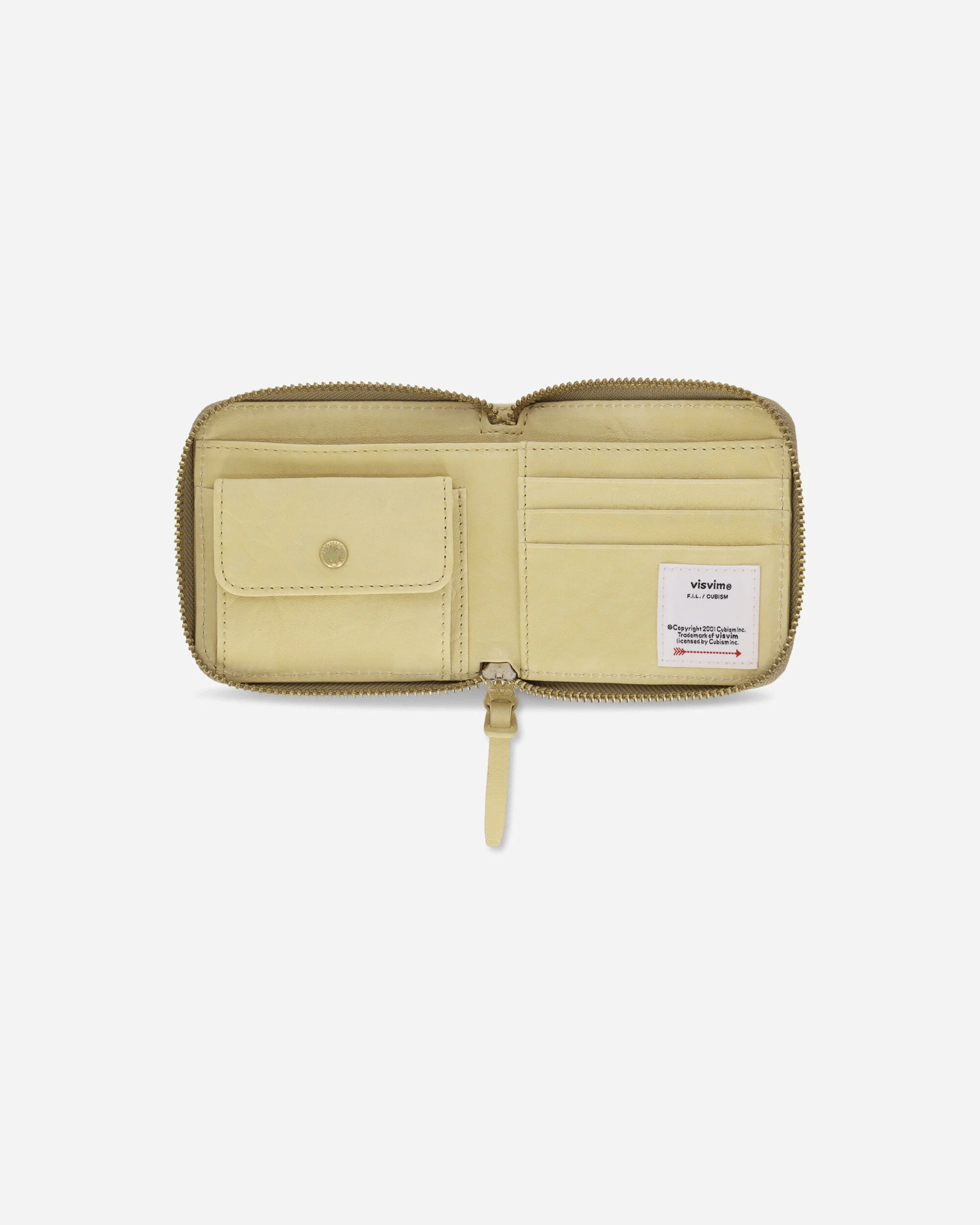 Leather Bi-Fold Wallet Beige - Image 3