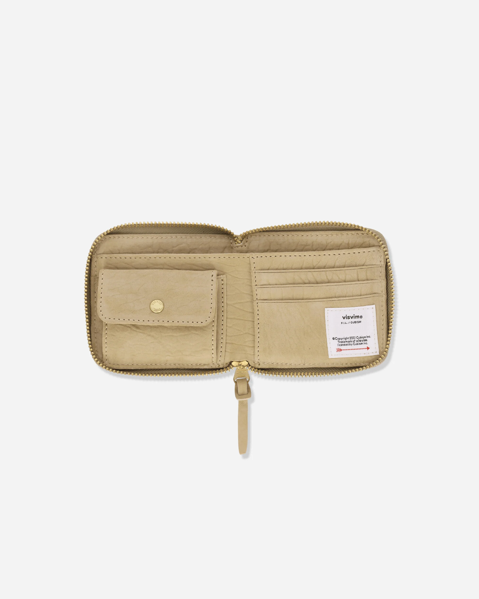 Suede Bi-Fold Wallet Beige - Image 3