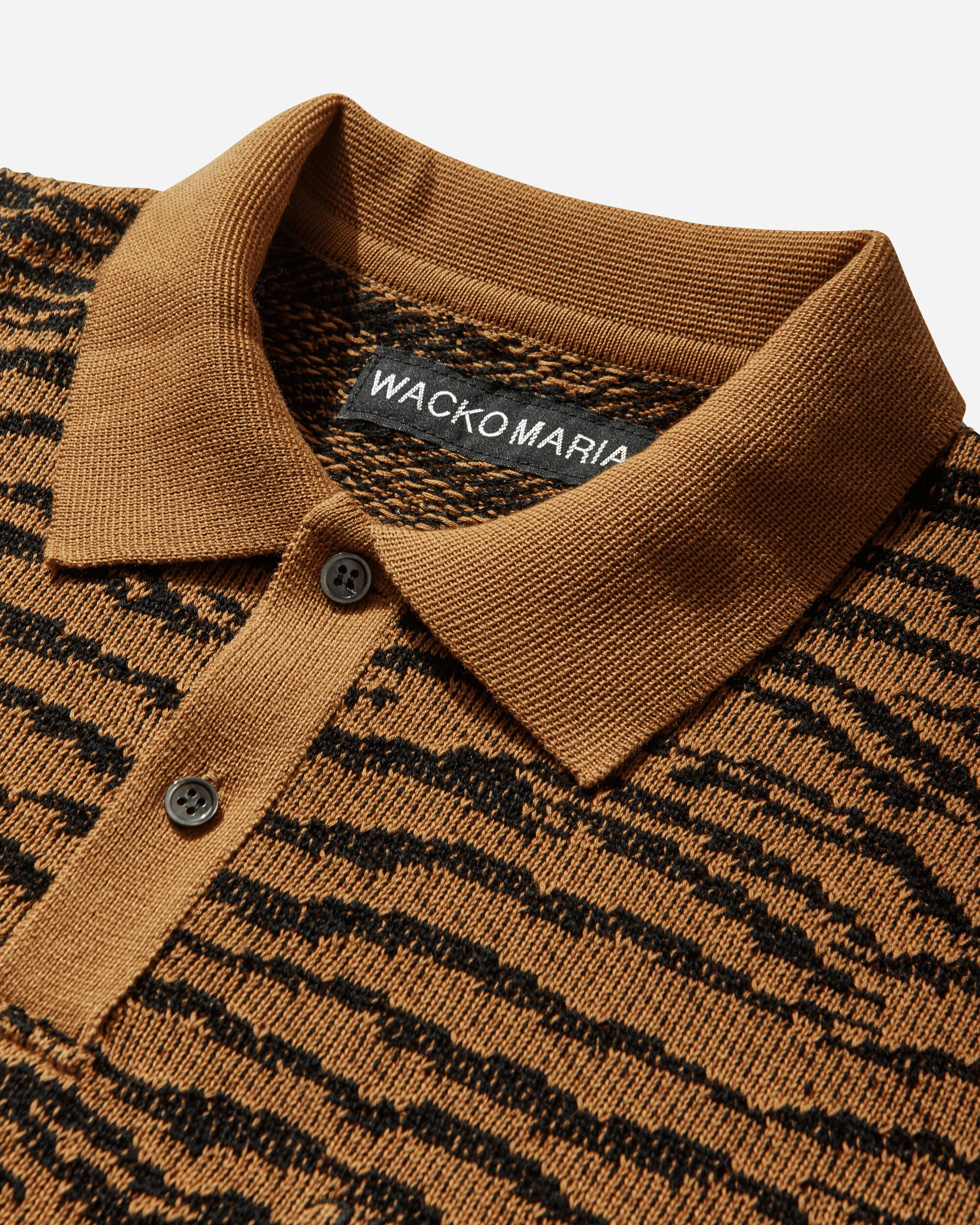 Men's Tiger Knit Polo Shirt Orange - Image 3