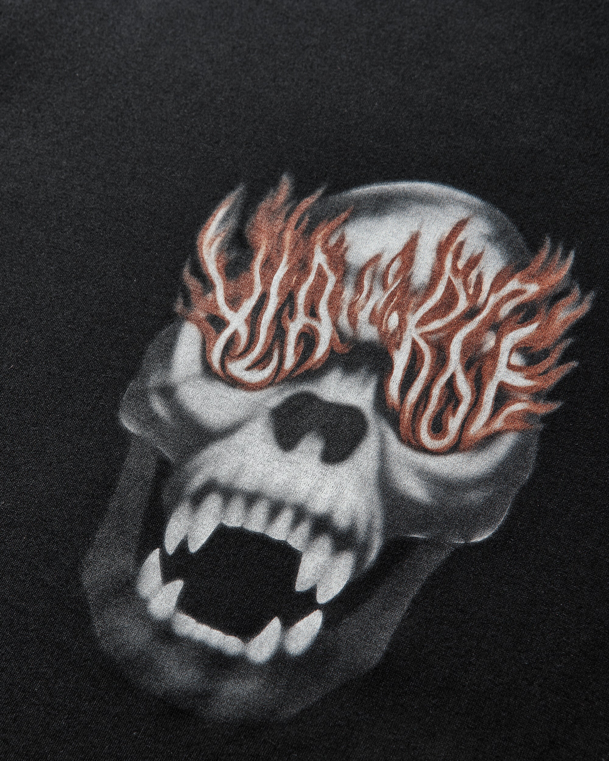 Men's Skull In Flames T-Shirt Black - Image 3