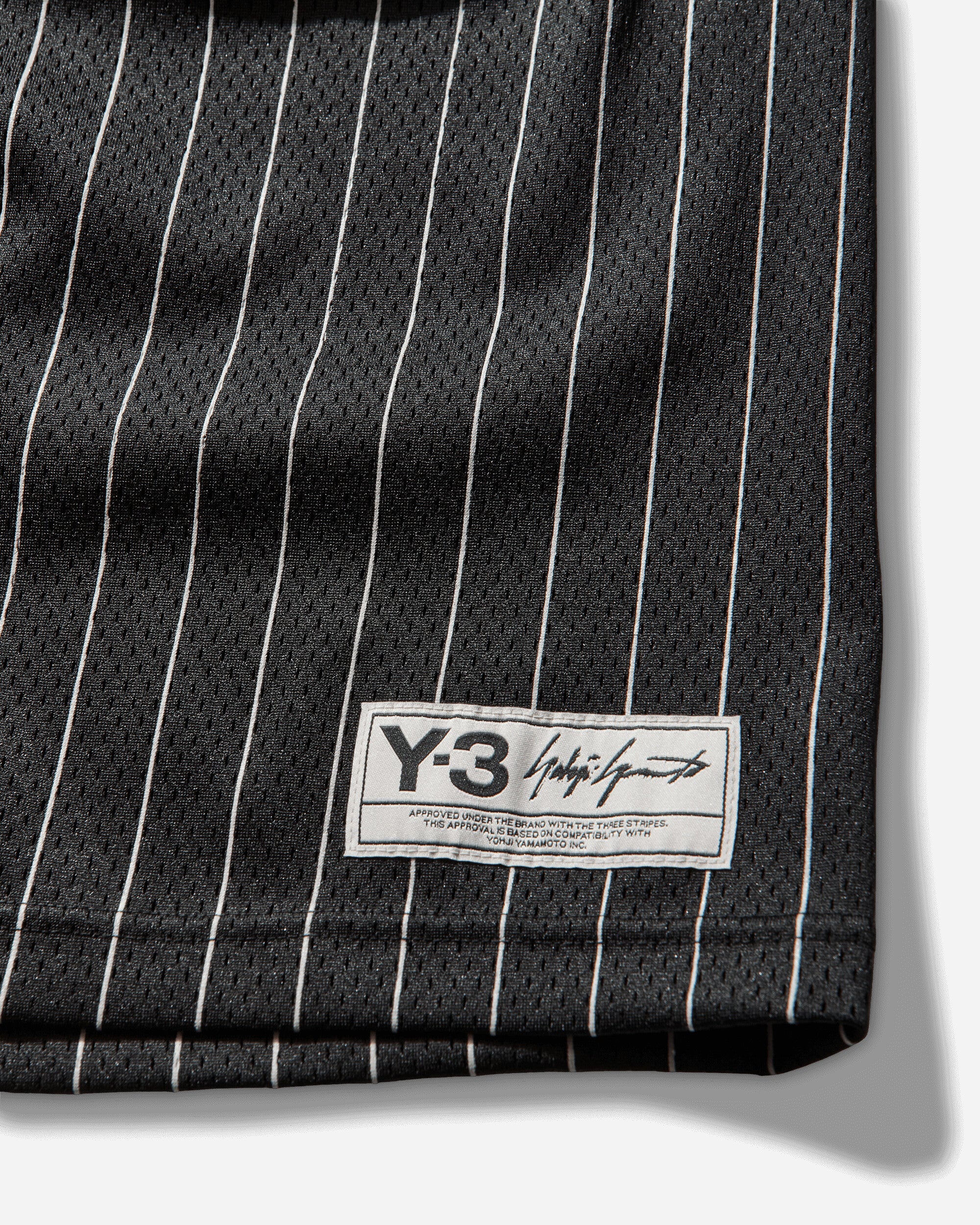 Y-3 Mesh Pinstripe Shorts Black - Image 4